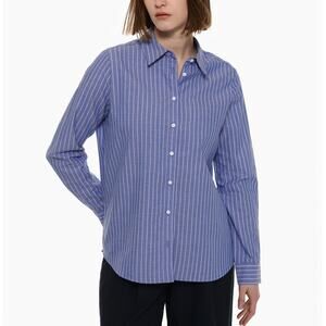 CLUB MONACO Shirt Top Women Size S Blue Striped Long Sleeve Button down Pocket